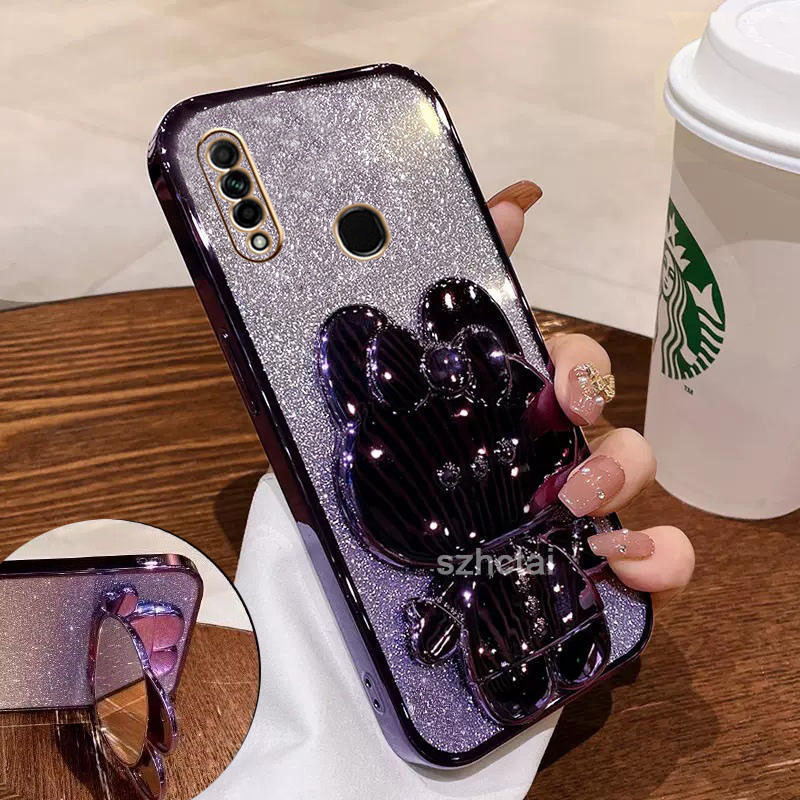 เคส oppo a31 a8 กลิตเตอร์ วิบวับ ชุบไฟฟ้า ขอบตรง แมวน่ารัก ขาตั้ง เคสโทรศัพท์ เลนส์เต็มรูปแบบ เคสนิ่ม oppo a31 a8