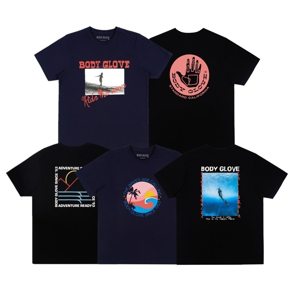 (ไม่ใช่แบรนด์) BODY GLOVE Graphic T-SHIRT Winter เสื้อยืดลายกราฟฟิค โลโก้ รวมสีเข้ม 2024