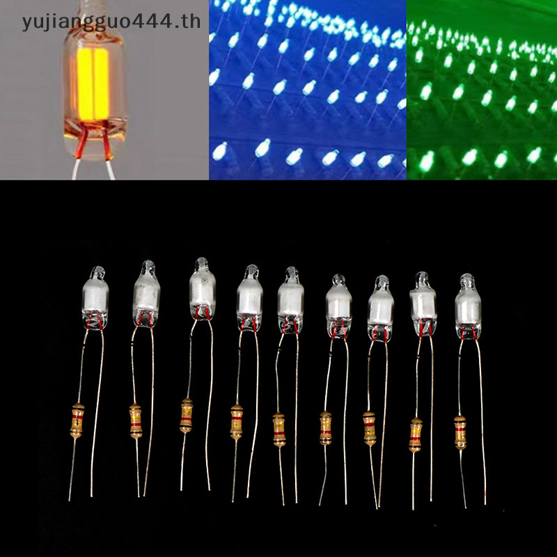 # ใหม่ # หลอดไฟนีออน 4*10 มม. 5*13 มม. 220V สีแดง ฟ้า เขียว 10 ชิ้น