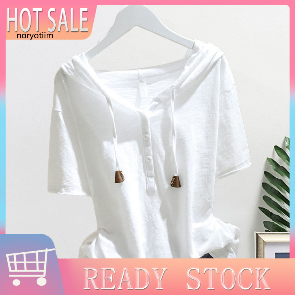 Nor เสื้อฮู้ดดี้ แขนสั้น ลําลอง น้ําหนักเบา ระบายอากาศ แบบสวมหัว เหมาะกับฤดูร้อน สําหรับผู้หญิง