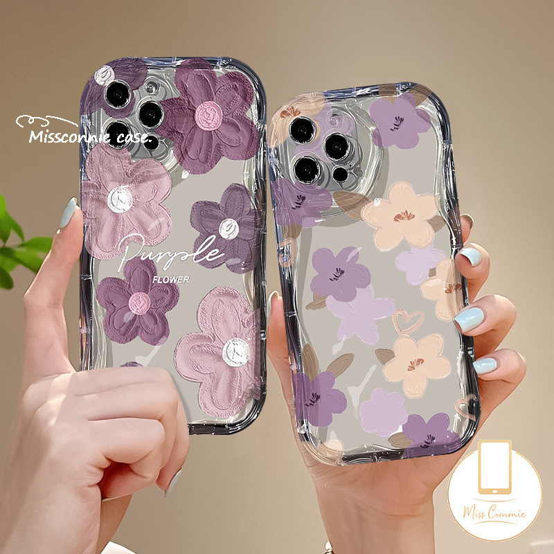 เคสโทรศัพท์มือถือ แบบใส ลายดอกไม้สีม่วง สําหรับ Samsung A13 A05s A05 A32 A04s A10s A23 A51 A30 A20s A14 A50s A12 A31 A52s A34 A50 A53 A24 A30s A54 A03s A04 A52 A11 A04E A02s A21s