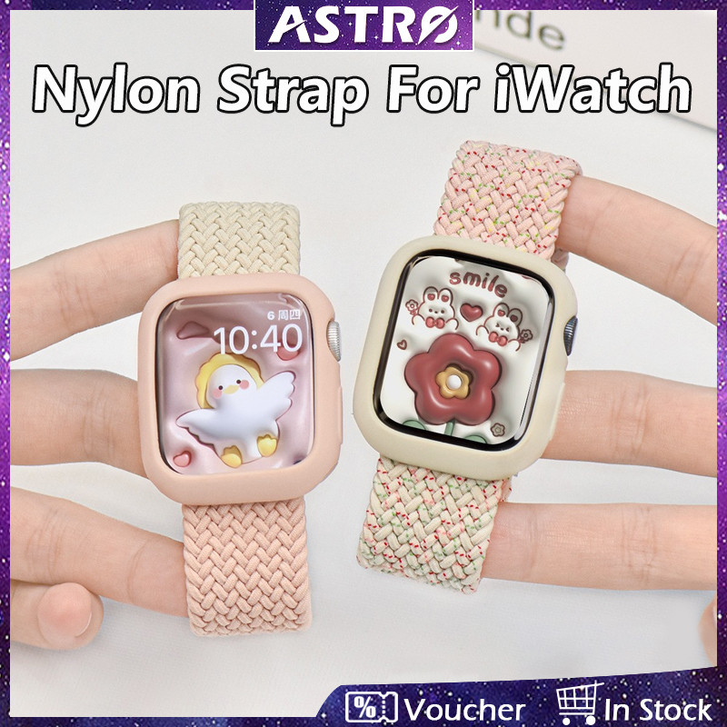 Astro สายนาฬิกาข้อมือไนล่อนถัก สองสี สําหรับ Apple Smart Watch Ultra SE Series 9 8 7 6 5 4 3 2 1 iWatch 49 มม. 45 มม. 41 มม. 44 มม. 40 มม. 42 มม. 38 มม.