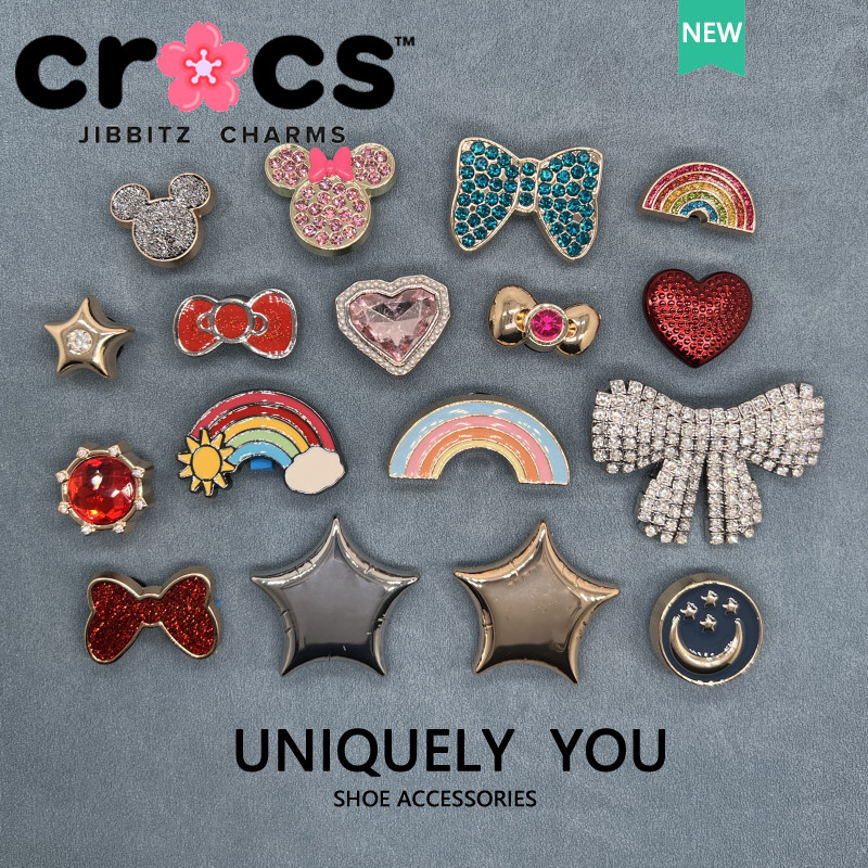 Jibbitz crocs charms หัวเข็มขัดรองเท้า โบว์ สายรุ้ง คุณภาพสูง โลหะ อุปกรณ์เสริมรองเท้า