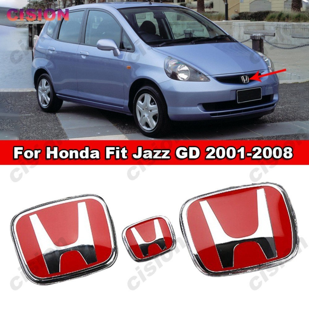 สติกเกอร์อะคริลิค รูปโลโก้ 3D สีแดง สําหรับติดตกแต่งพวงมาลัยรถยนต์ Honda Jazz GD 2001 2002 2003 2004 2005 2006 2007 2008 1 ชิ้น