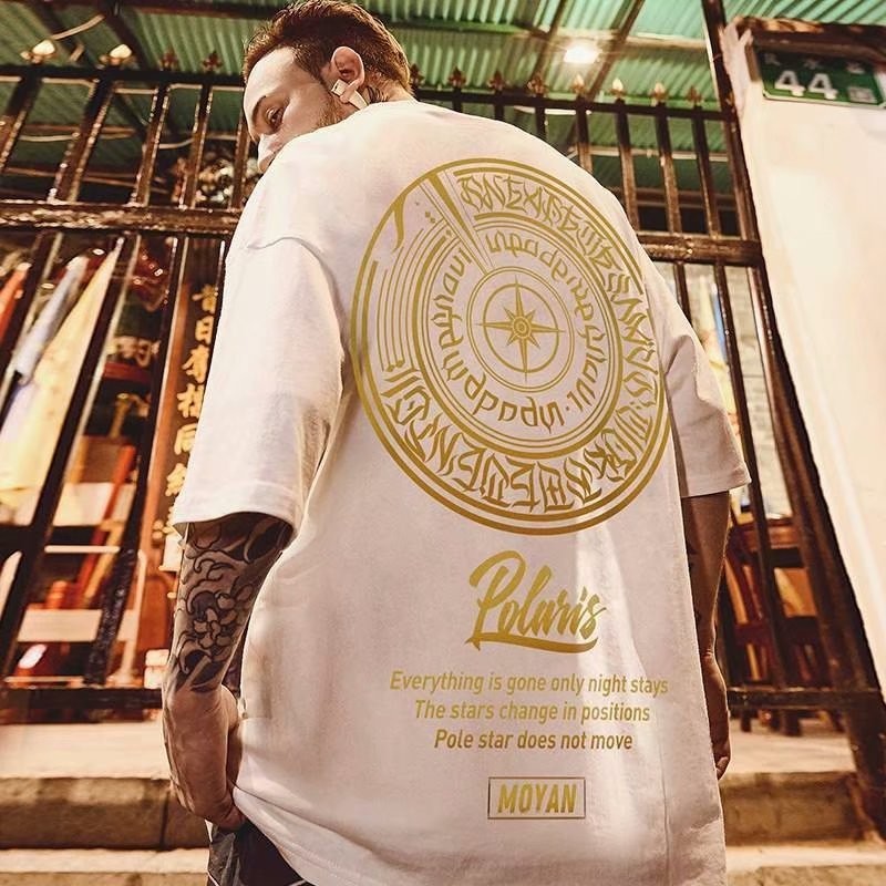 【M-8XL 】เสื้อยืดคอกลม แขนสั้น พิมพ์ลาย สไตล์อเมริกันย้อนยุค โอเวอร์ไซซ์ แฟชั่นสําหรับผู้ชาย