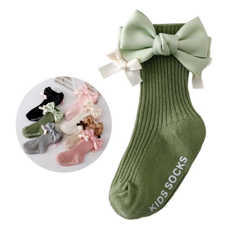 Infant Girl KneeHigh Socks Kids Ribbon Bowknot Socks Fashion Breathable Socks