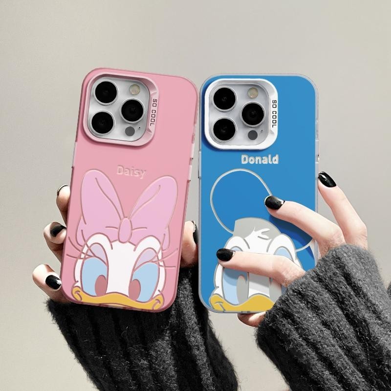 เคส iphone hone IP 11 12 IP 13 14 15plus 13 14 15 PROMAX คนรักเป็ดน่ารัก High end ปุ่มโลหะเคสโทรศัพท์
