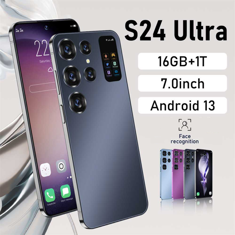 2024 S24 Ultra สมาร์ทโฟน 5G 7.0HD 16G + 1T Dual Sim โทรศัพท์มือถือ Android โทรศัพท์มือถือปลดล็อค 72M