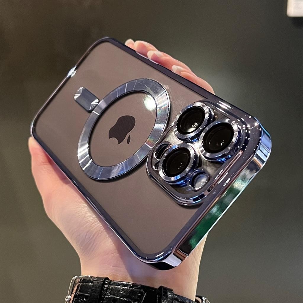 Iphone 15 14 Plus 13 12 Pro Max แฟชั่น โปร่งใส แม่เหล็ก ไร้สาย เคสชาร์จ ชุบ ซิลิโคนนิ่ม เคส