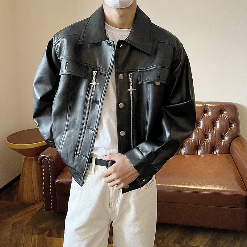 F & X เสื้อแจ็กเก็ตเบสบอล หนัง pu มีซิป ทรงหลวม ระดับไฮเอนด์ สไตล์เรโทร เหมาะกับฤดูใบไม้ร่วง สําหรับผู้ชาย และผู้หญิง