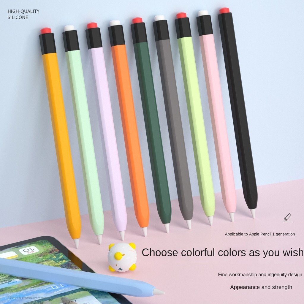 เคสปากกา ซิลิโคน บาง ใส่สบาย พร้อมสายชาร์จอะแดปเตอร์ สําหรับ Apple Pencil รุ่น 1