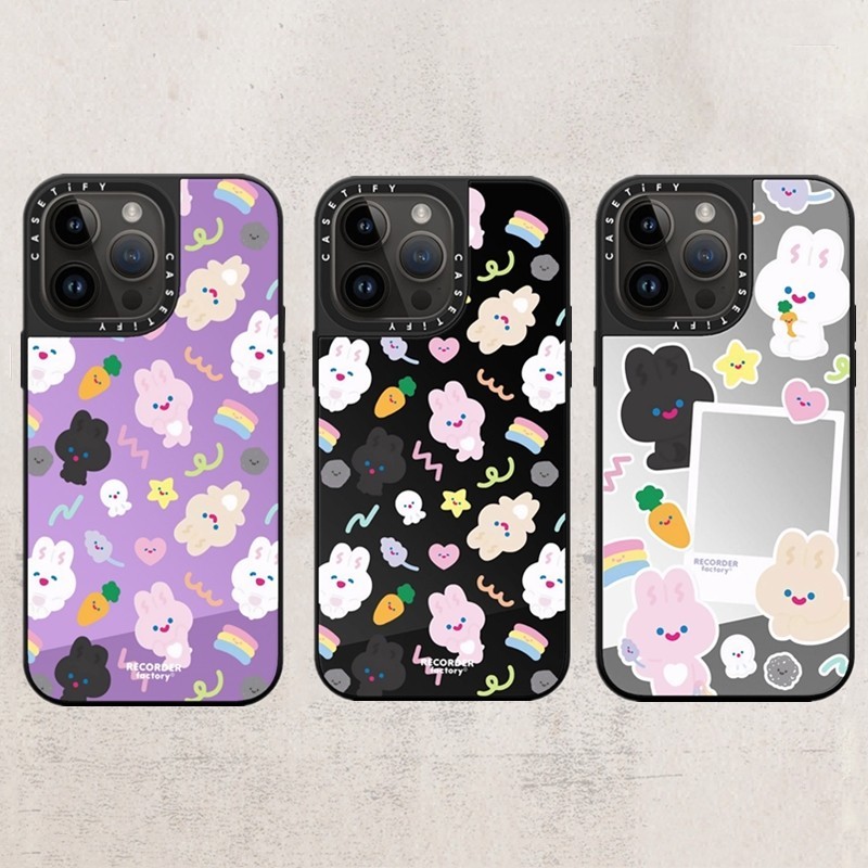 High Quality CASETiFY Cartoon Rabbit Hard Case For iPhone 15 14 Plus 13 12 11 Pro Max Mirror Cover Casing RECORDER factory