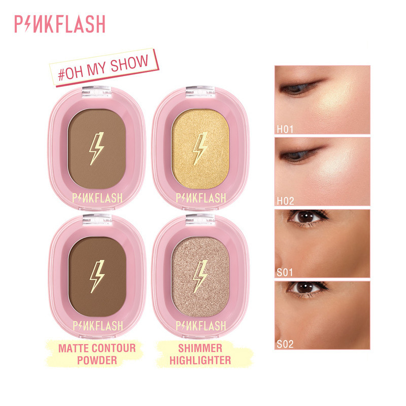 Original PINKFLASH OhMyShow Highlighter Face Contour Soft Smooth Naturally Shimmer Bronzer Cruelty-Free