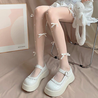 🎀พร้อมส่งในไทย🧦ถุงน่องสตรี JK สไตล์ญี่ปุ่น ตกแต่งโบว์ หวานและน่ารัก ถุงเท้าโลลิต้าสไตล์วิทยาลัย