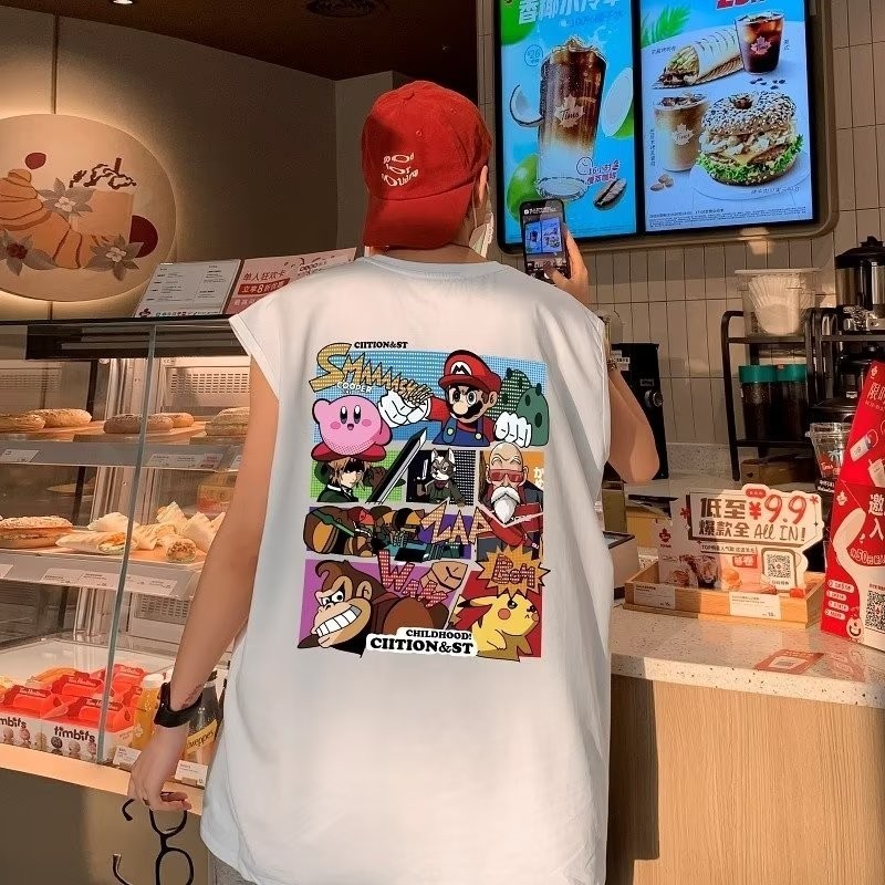เสื้อกล้าม แขนกุด ทรงหลวม ลายการ์ตูนญี่ปุ่น แบรนด์แฟชั่นฤดูร้อน สไตล์สตรีท บาสเก็ตบอล สําหรับผู้ชาย ราคา ถูกที่สุด ดีลบีเคเค แกลเลอรีภาพที่ 4