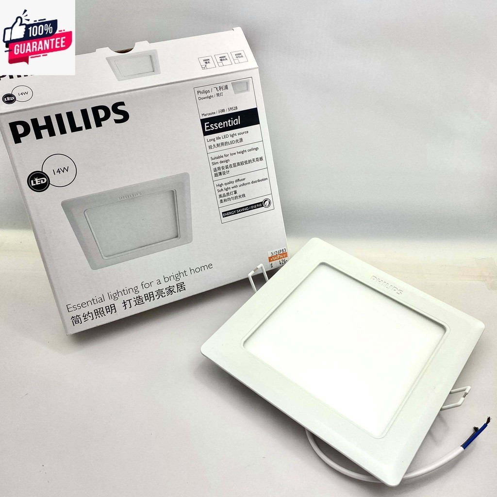 โคมไฟฝั่งฝ้า Philips Downlight Marcasite 59528 ดาวไลท์ ฟิลิปส์ LED หน้าเหลี่ยม 14W 6 นิ้ว Warm White ทัศศิพร Tassi
