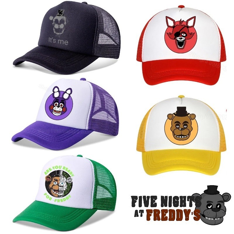Five Nights at Friday's FNAF หมวกเบสบอล โพลีเอสเตอร์ พิมพ์ลายการ์ตูน ระบายอากาศ ปรับได้ DIY