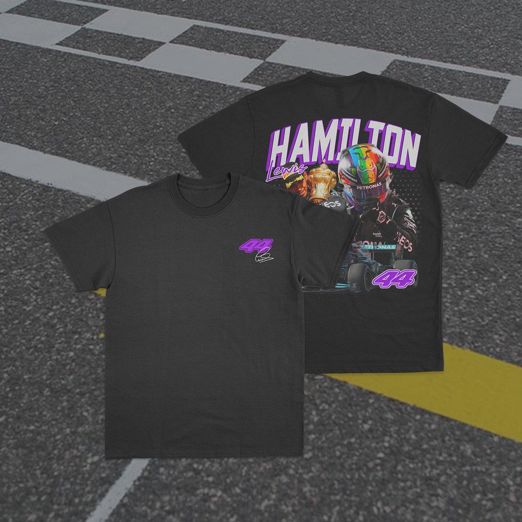 เสื้อยืดแข่งกราฟิก Lewis Hamilton Formula 1, เสื้อหมวกกันน็อค F1 2024, เสื้อยืด Lewis Hamilton Formu
