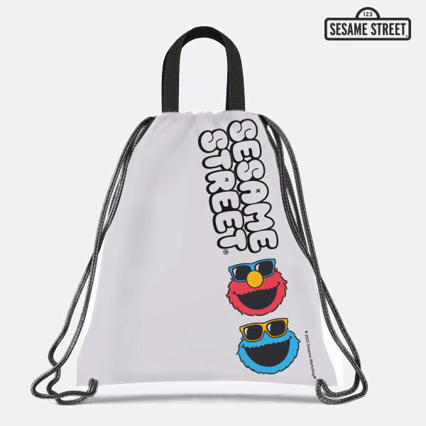 SST3-กระเป๋าเป้เชือกรูด : Elmo&amp;Cookie Monster Drawstring Backpack W34xH43 cm.-WH