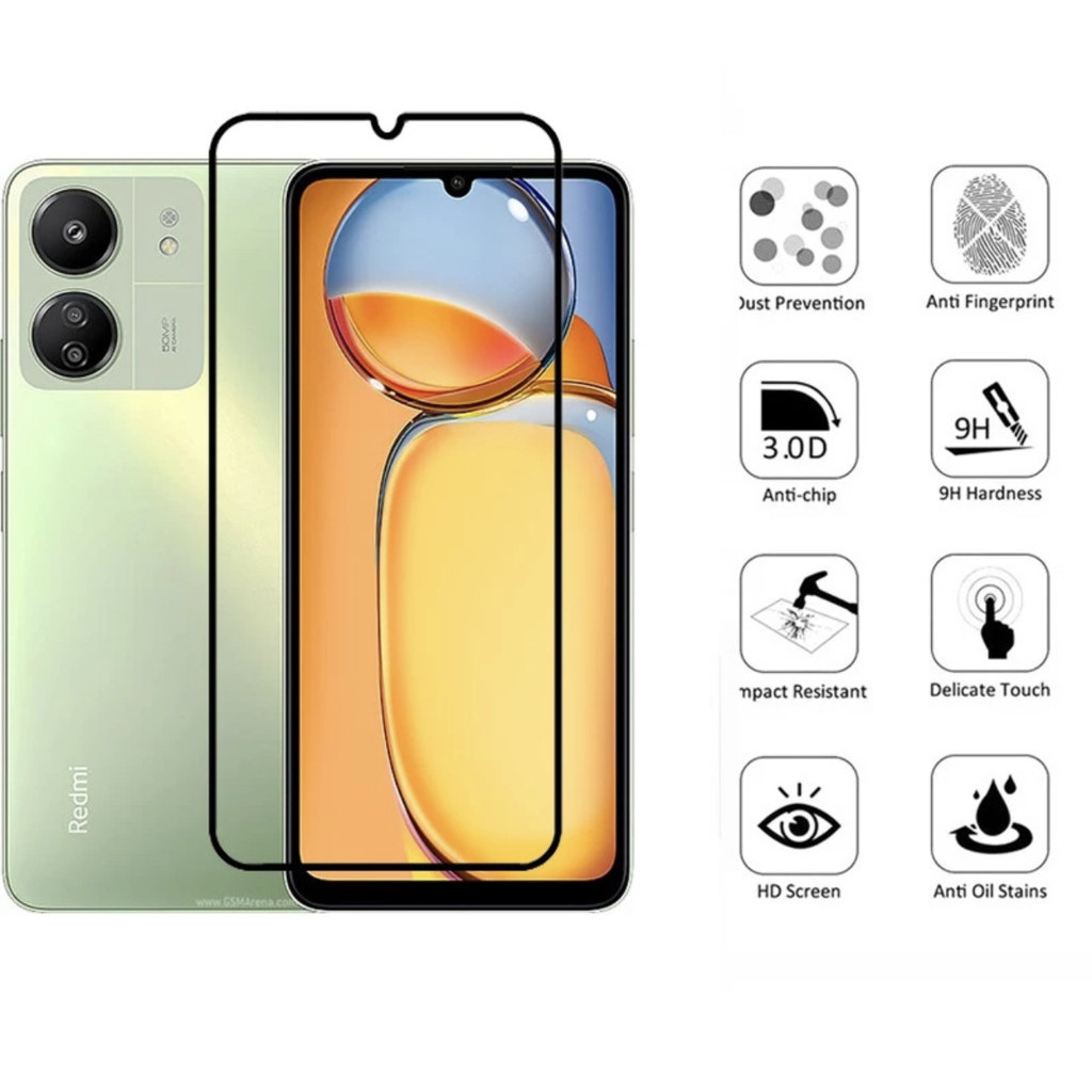 ฟิล์มกระจก ใส สำหรับ Redmi A3 13 13C 12 12C A1 A2Plus 10 10A 10C 9 9A 9C Note8 Note9 Note10 Note11 Note12 Pro Note9s