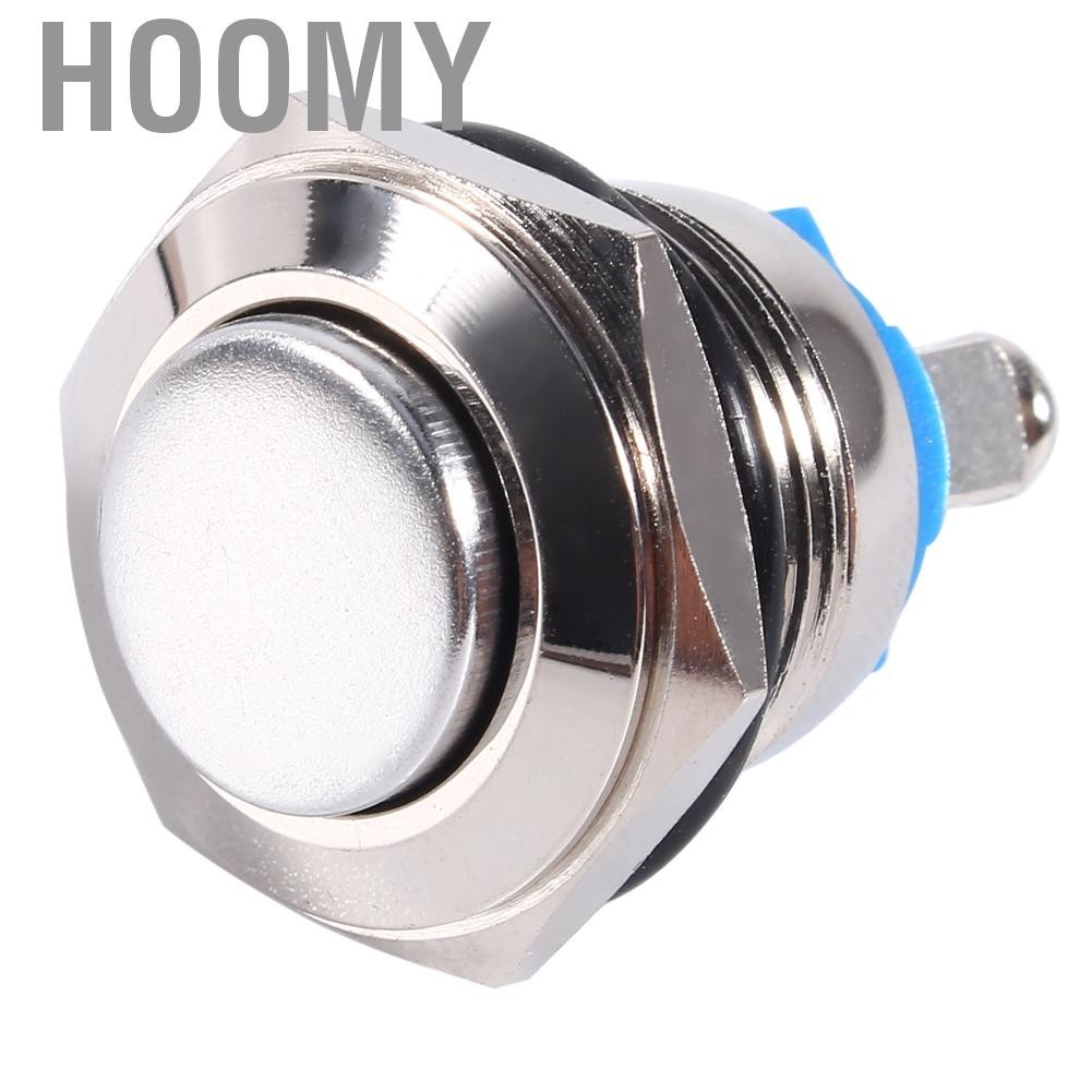 Hoomy Momentary Push Button Start Switch  16mm 12V Waterproof Metal ON OFF Horn Silver with Screw Terminal for 5/8 Mounting Hole