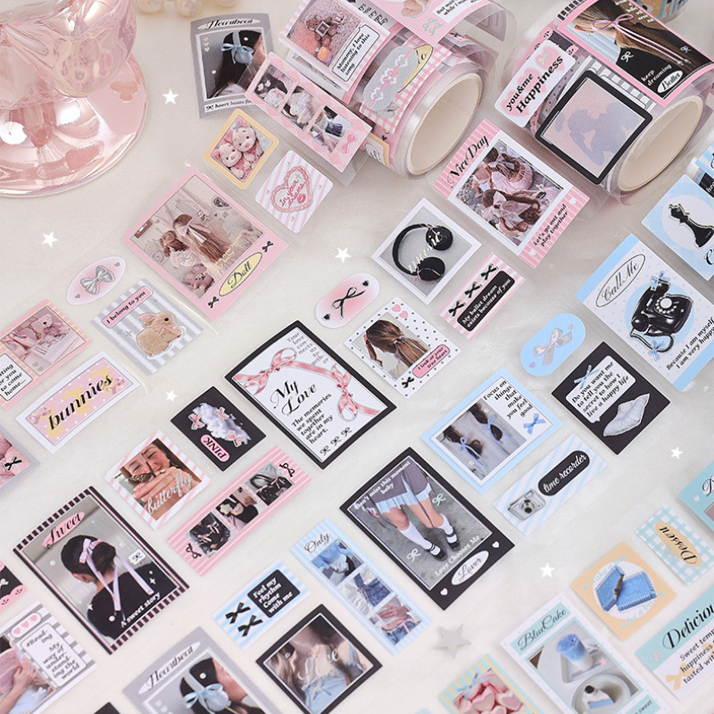 Cdaily|สติกเกอร์เทปริบบิ้น ลายหัวใจน่ารัก เรียบง่าย สําหรับตกแต่งสมุดทํามือ DIY