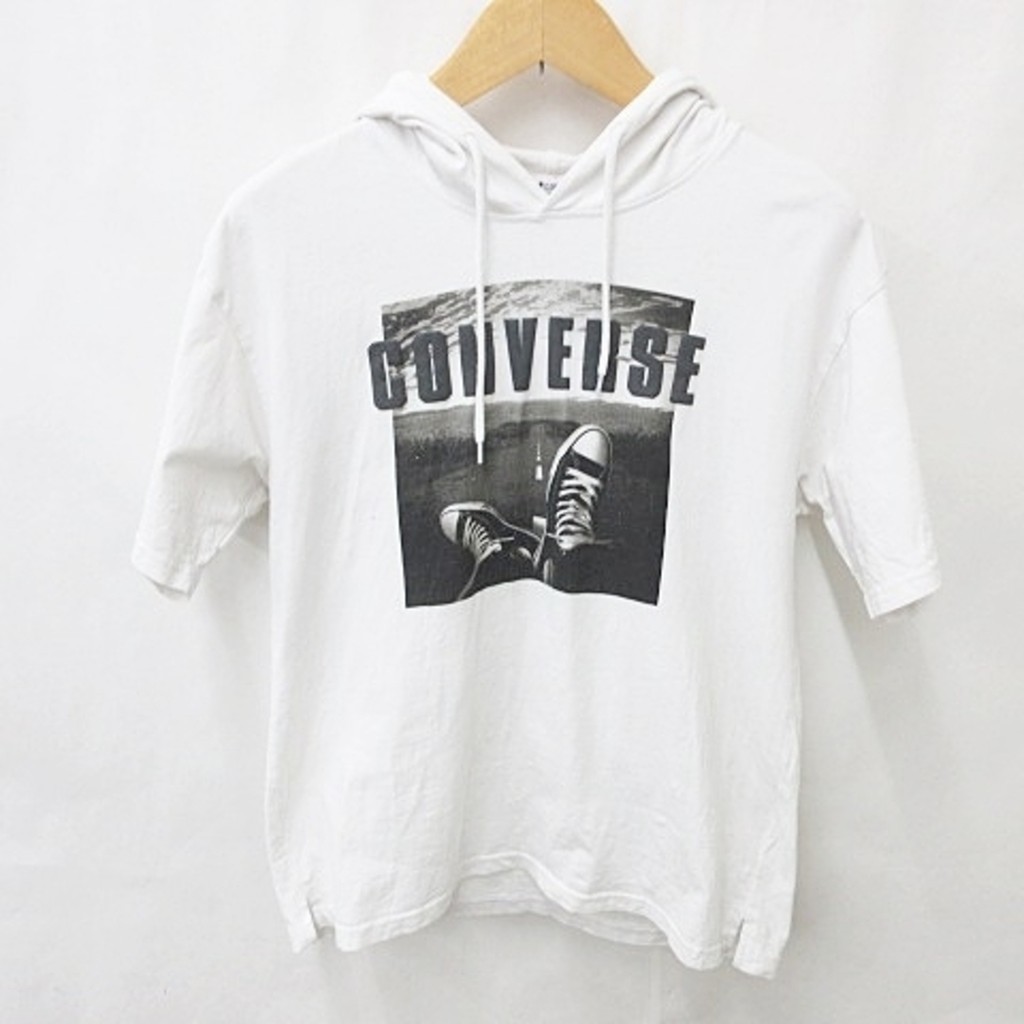 Converse Cut And Sewn Hoodie Pullover Short Sleeve Hooded Off White M Direct from Japan Secondhand