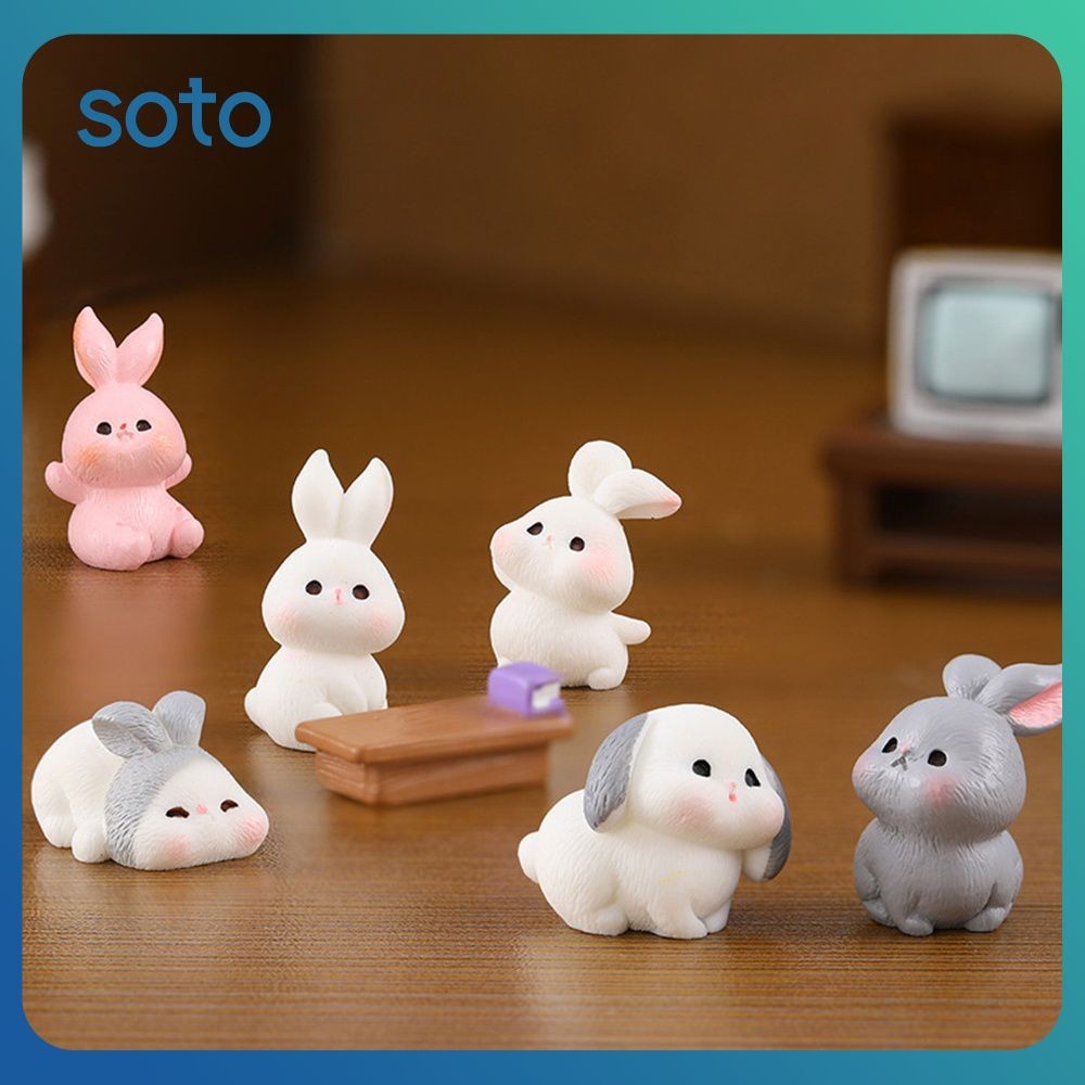 ♫ ภูมิทัศน์ไมโครเครื่องประดับน่ารักมินิกระต่ายของเล่นโต๊ะตุ๊กตาครอบครัวสัตว์ตุ๊กตาตกแต่ง