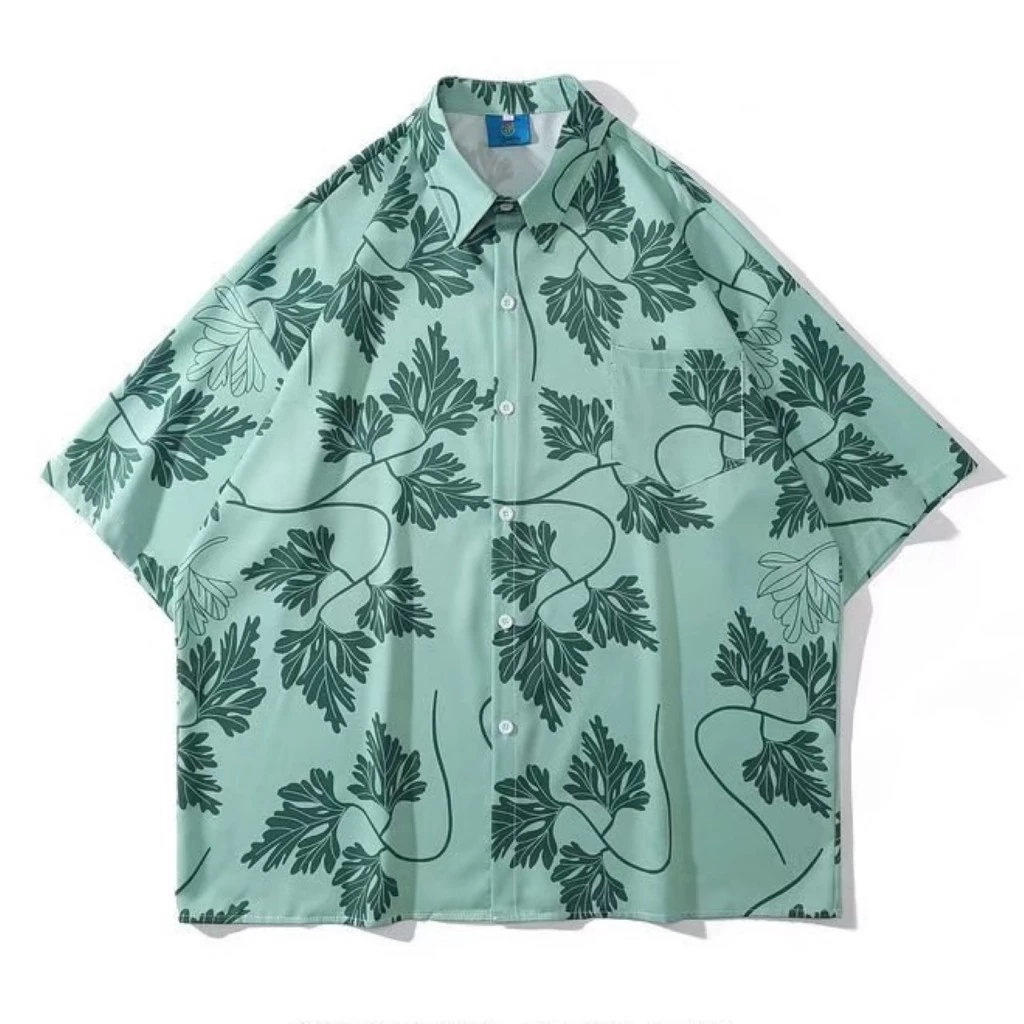 เสื้อเชิ้ตแขนสั้นลายดอกใบไม้แฉก มีกระเป๋าหน้า thumbnail 9