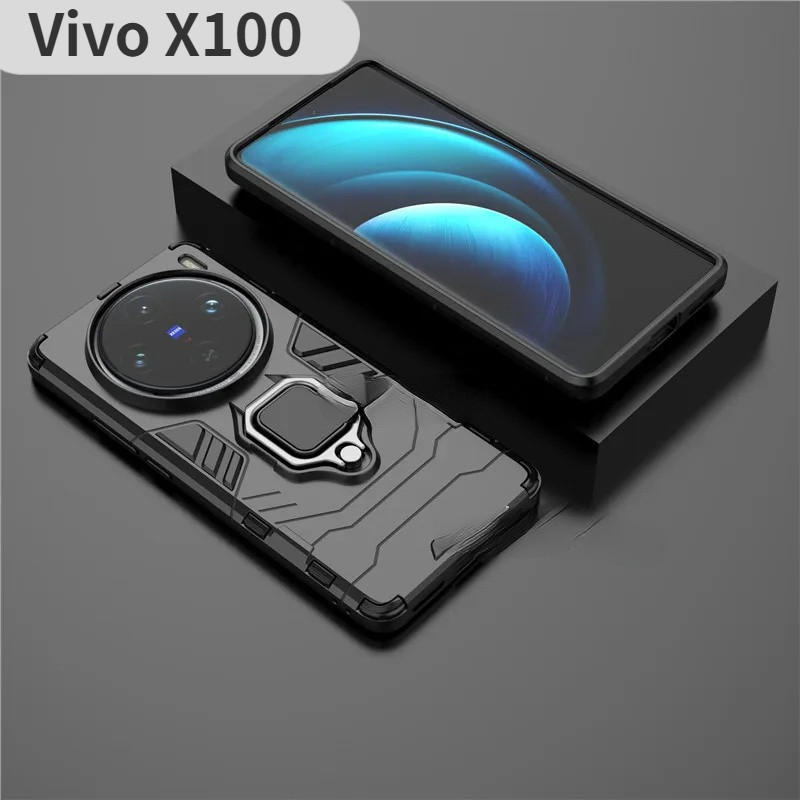 Vivo X100 S Pro 4G 5G 2024 เคสโทรศัพท์กันกระแทกเกราะนุ่มขาตั้งสําหรับ VIVOX100 X100Pro X100S ฮาร์ดปกหลัง