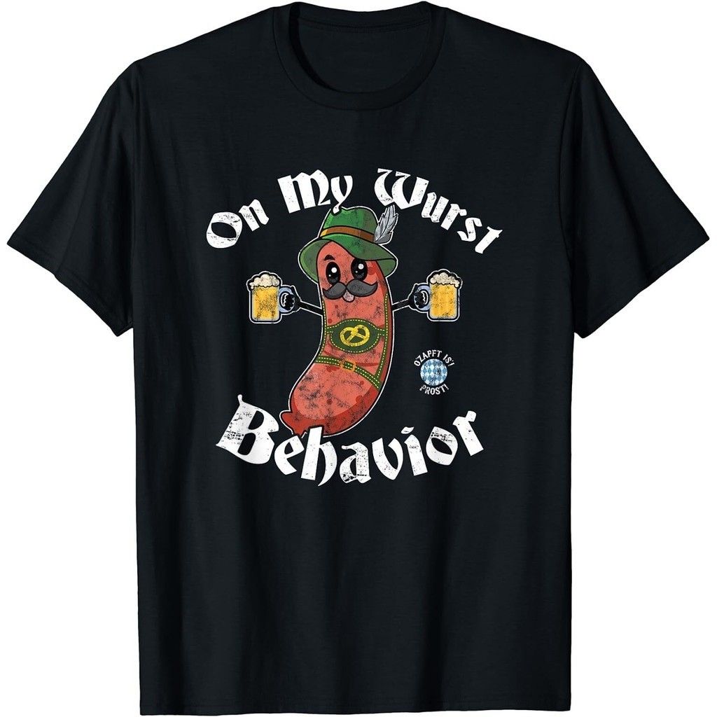 On My Wurst Beahavior - เสื้อยืด Bratwurst Oktoberfest ตลก