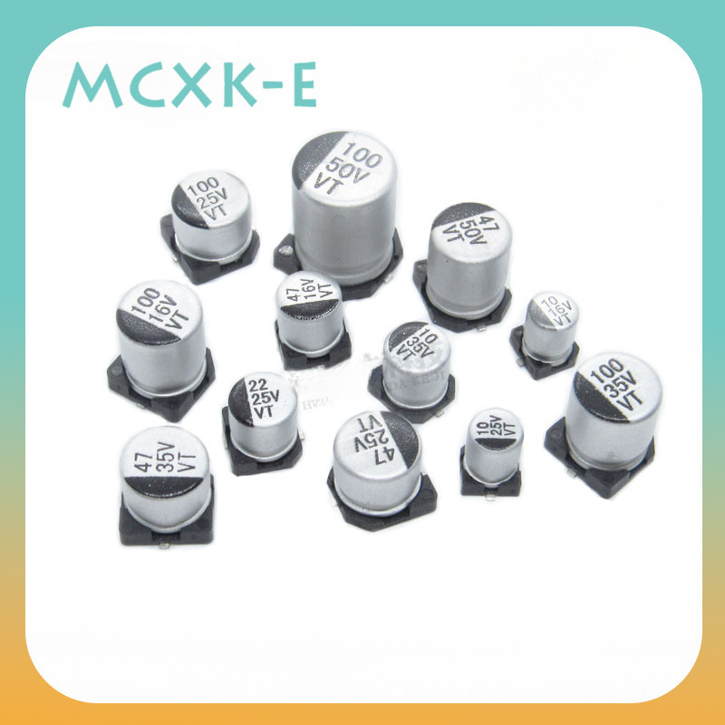Mcxk-e ชิปตัวเก็บประจุไฟฟ้า SMD 16V 10 25V 35V 50V 10UF 22UF 33 47UF 100UF 10 ชิ้น