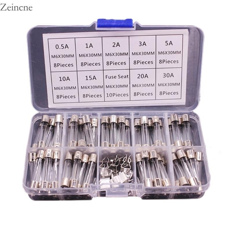 72pcs Fast Blow Glass Tube Fuses 6x30mm 250V 0.5A/1/2A/3A/5A/10A/15A/20A/30A