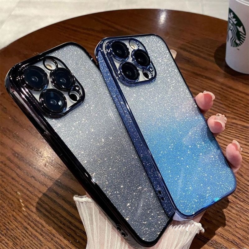 เคสโทรศัพท์มือถือ ลายกลิตเตอร์ ไล่โทนสี หรูหรา สําหรับ Iphone 15 14 13 12 11 Pro Max 14 15Plus