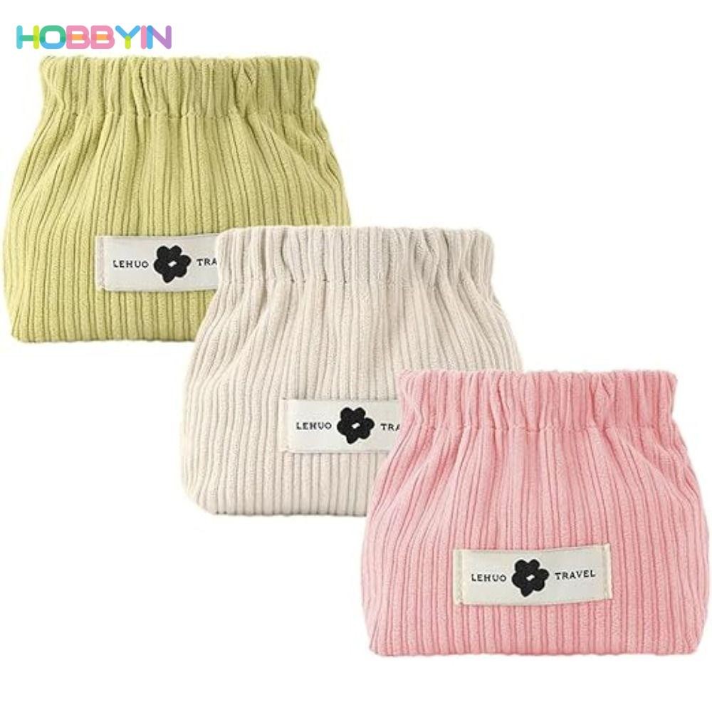 HOBBYIN กระเป๋าใส่เหรียญ ,สีทึบนุ่ม Shrrapnel กระเป๋า,น่ารัก Mini Corduroy ลิปสติกกระเป๋าผู้หญิง