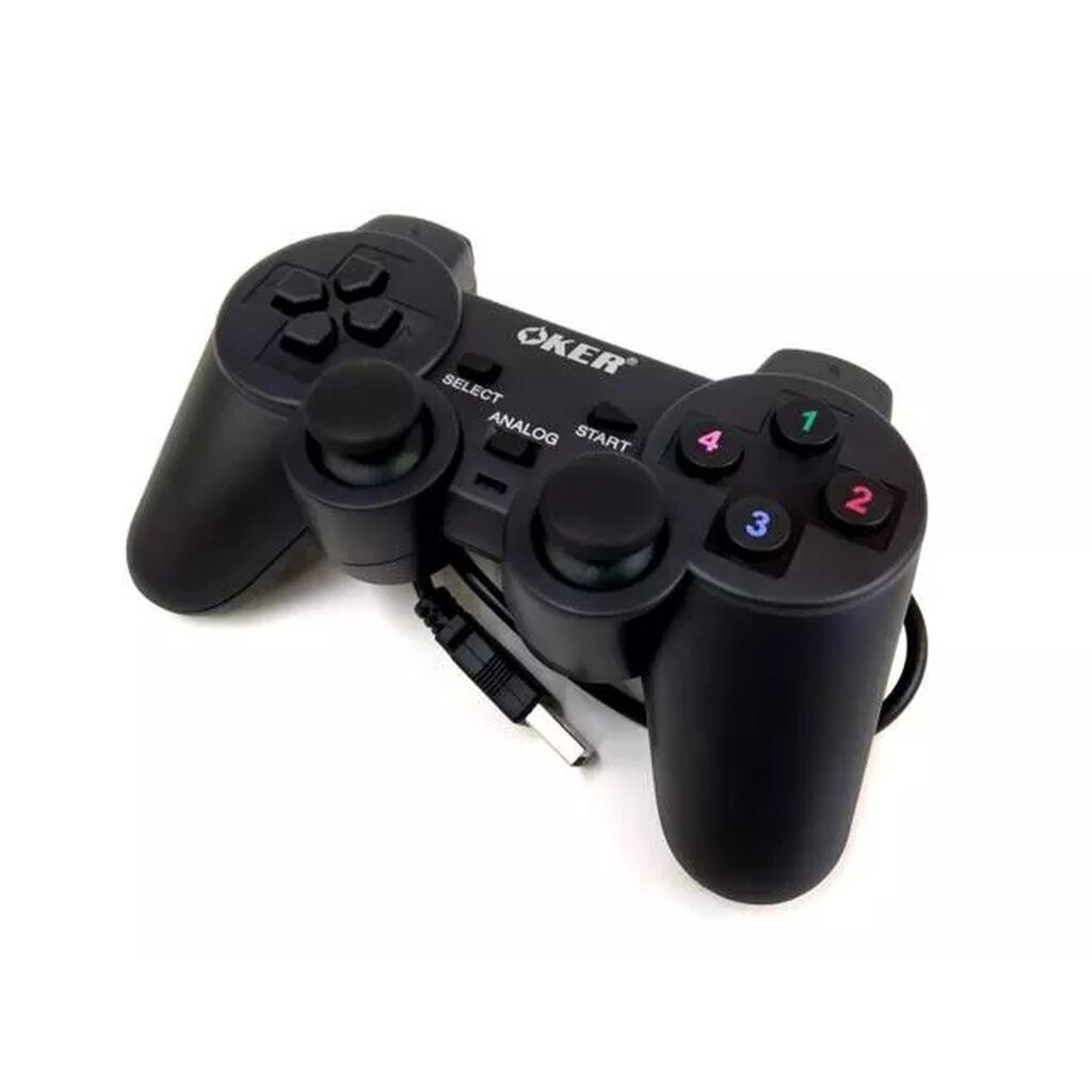 OKER U-706 BLACK JOYSTICK USB จอยเกมส์ PC เดี่ยวสั่น รับประกันศูนย์ไทย 1ปี