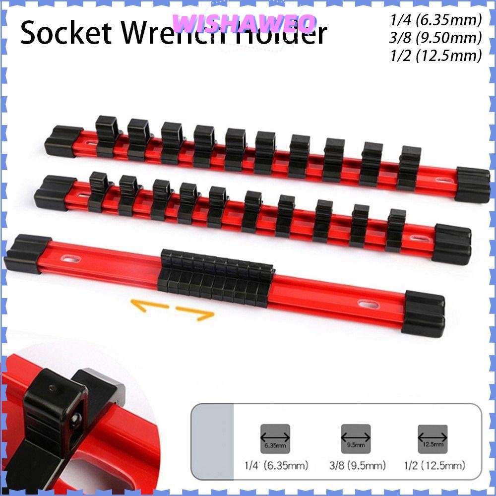 Wishaweo 1 ชิ้นซ็อกเก็ตประแจ, Rail Bracket Wall Holder 1/4 "3/8" 1/2 "ซ็อกเก็ต Organizer, Traight ประแจกล่องเก็บกล่องเครื่องมือพลาสติกไดรฟ์ผู้ถือซ็อกเก็ต