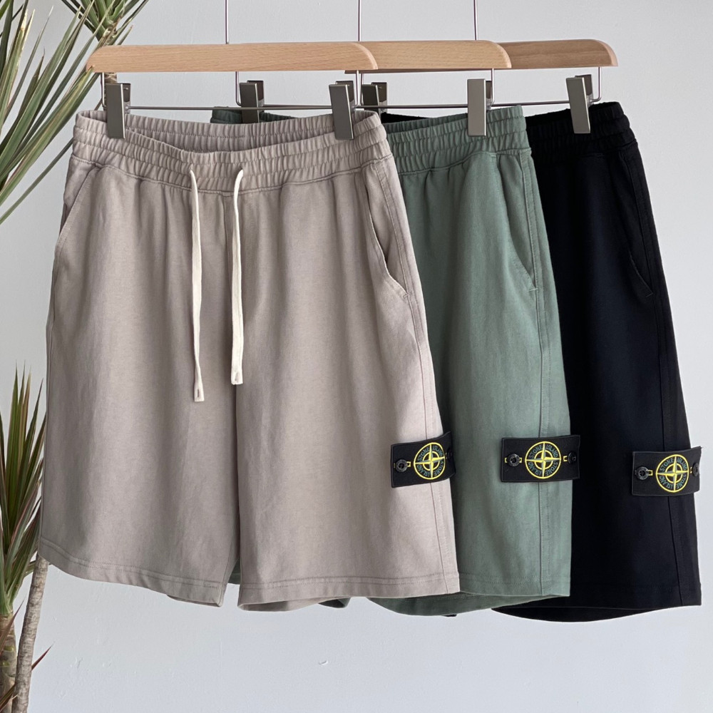 STONE ISLAND กางเกงขาสั้นผ้าฝ้าย มีสายรัดเอวยางยืด สำหรับสวมใส่อย่างลำลอง