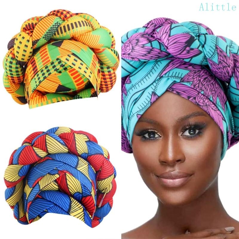 Alia Vintage Twisted Braided Headwrap แอฟริกันงานแต่งงานผมจัดแต่งทรงผมดอกไม้ Turban หมวก