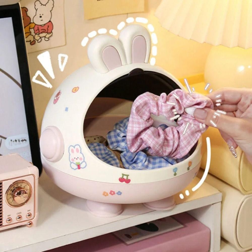 มาสมีโต กล่องขนม, กระต่ายพร้อมฝาปิดกล่องเก็บของตั้งโต๊ะ, ชั้นเก็บอุปกรณ์ผมกันฝุ่นมัลติฟังก์ชั่นความจุสูงน่ารักสําหรับห้องนั่งเ - รูปที่ 2