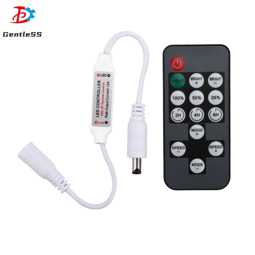 5-12v 14 คีย์ Monochrome Controller อัจฉริยะ DC หัว Rf จับเวลาเจ็ดสี RGB ไฟวิ่ง Strip Controller LED