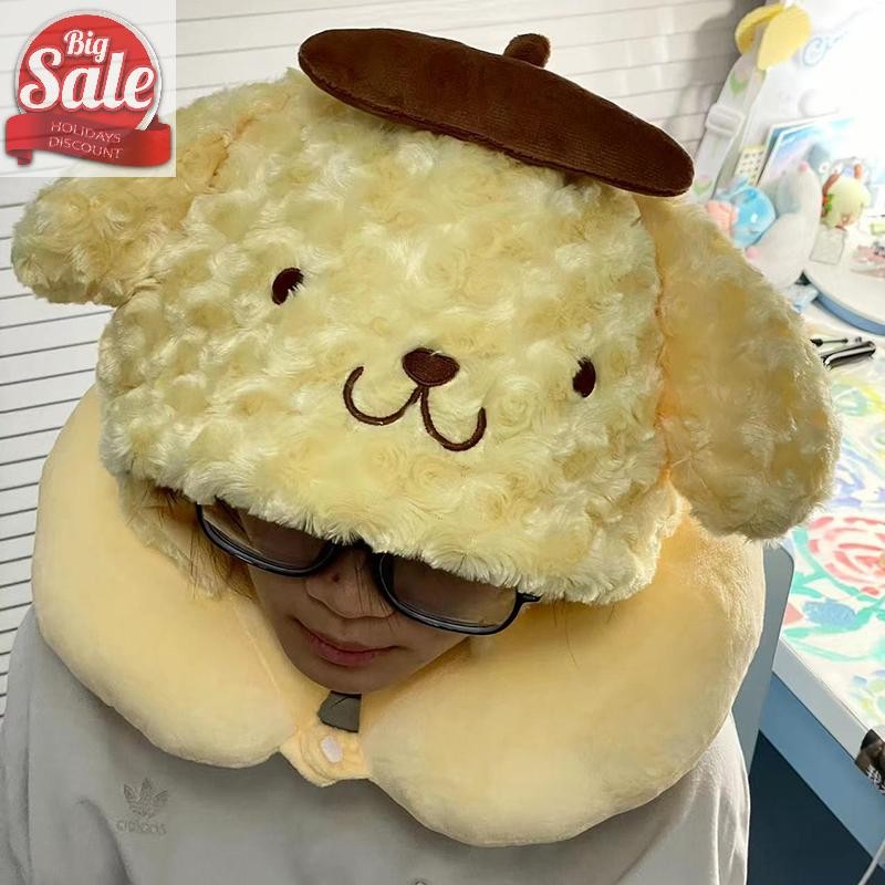 Af Sanrio Kawaii Hooded U-รูป Nap หมอนตุ๊กตาอะนิเมะ Kuromi Hello Kitty My Melody หมอนเดินทางสไตล์ญี่ปุ่นหมอนรองคอ A