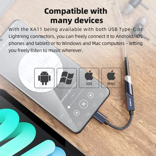 Fiio KA11 อะแดปเตอร์ขยายเสียงหูฟัง USB C เป็น 3.5 มม. 32bit 384KHz Type C เป็น 3.5 มม. HiFi DAC