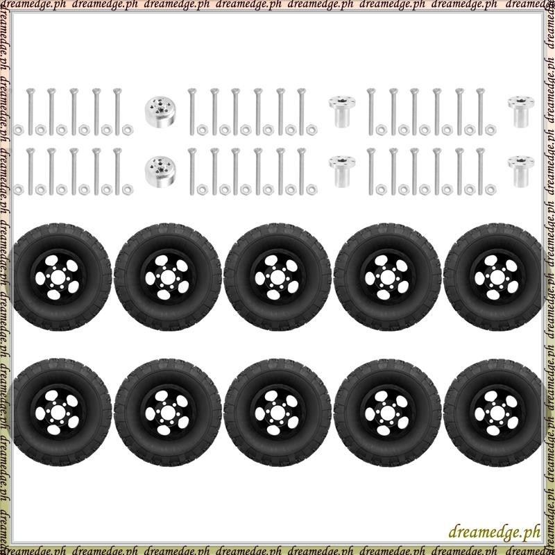 [SKG] ขอบล้อโลหะล้อคู่พร้อมยาง Tyre สําหรับ WPL B16 B36 JJRC Q60 Q63 Q64 6WD 6X6 RC รถบรรทุก, สีดํา