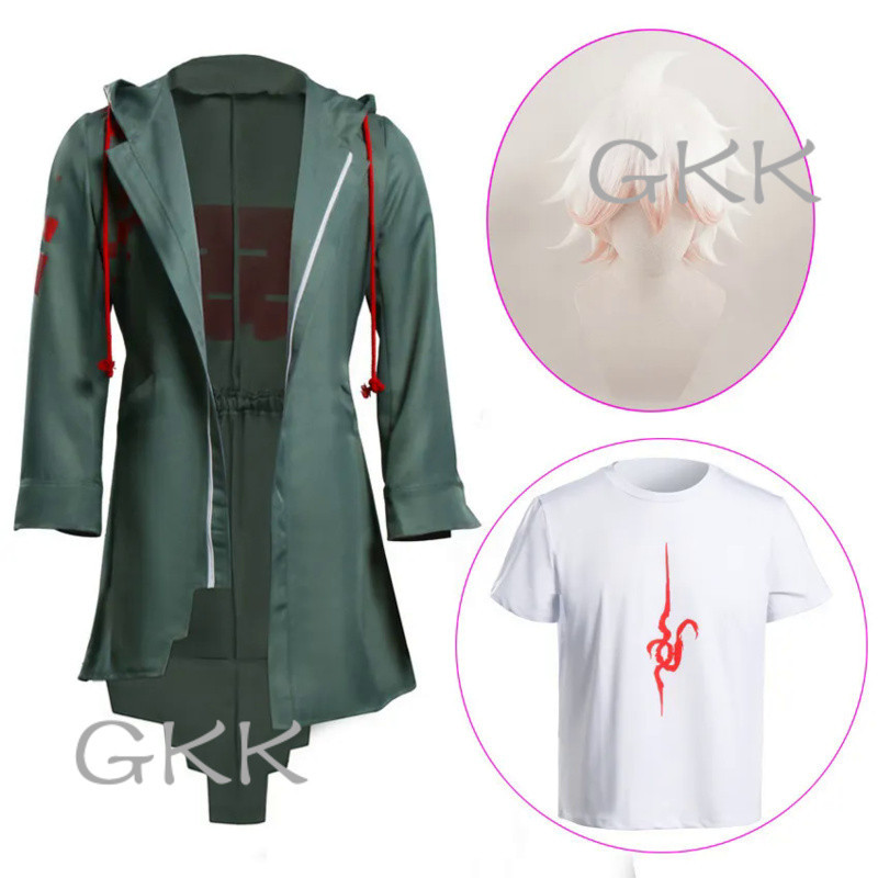 GK Super Danganronpa 2 Nagito Komaeda Cosplay Jacket T-shirt Wig Halloween Costumes for Women Men Ad
