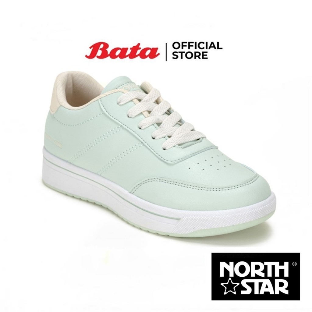 Bata บาจา by North Star รองเท้าผ้าใบสนีคเกอร์แบบผูกเชือก สำหรับผู้หญิง สีเขียวอ่อน 5207080 สีขาว 5201080