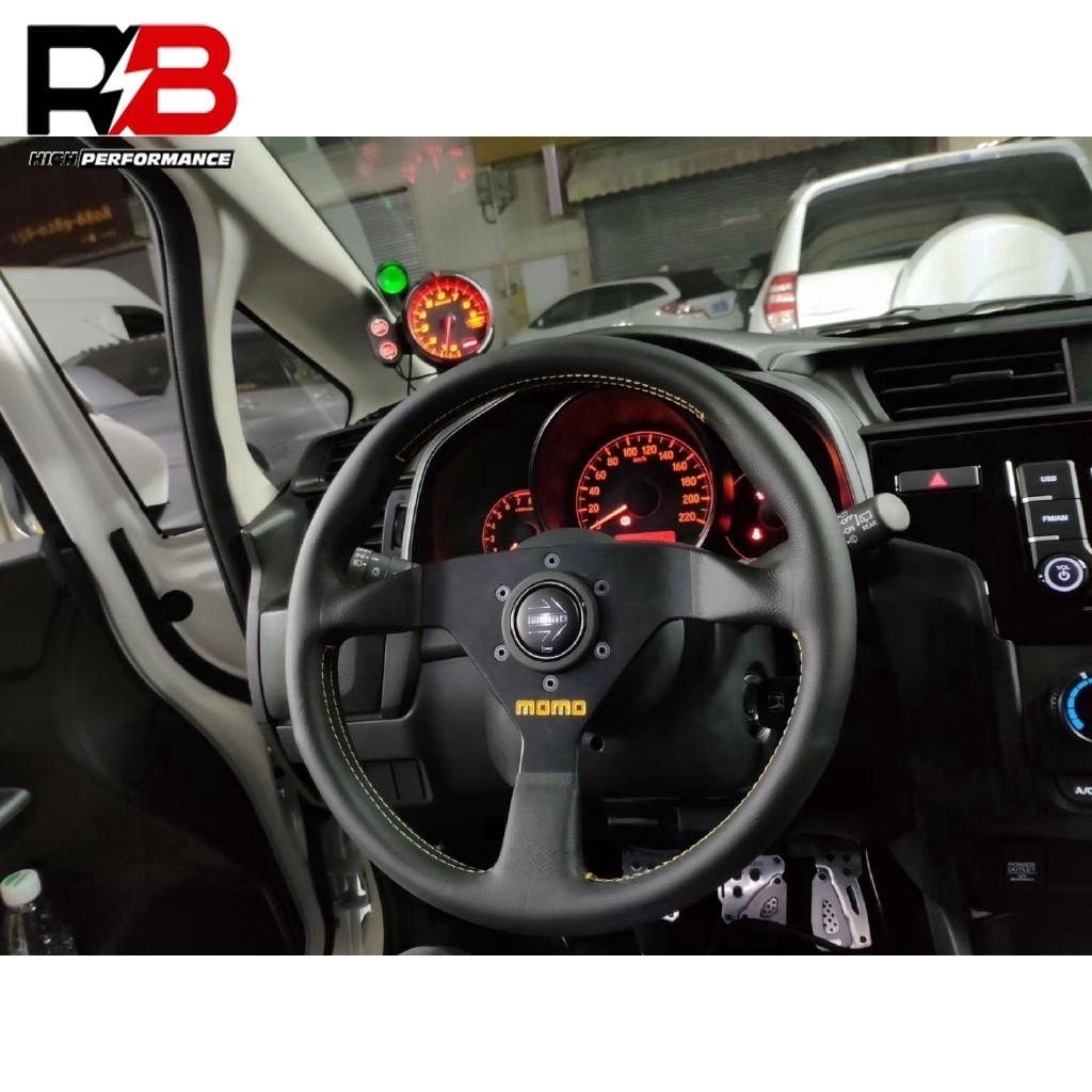 อิตาลี momo MonteCarlo V1 13 นิ้ว/350 มม.สีดํา Spoke จริงหนัง Drift Sport พวงมาลัย