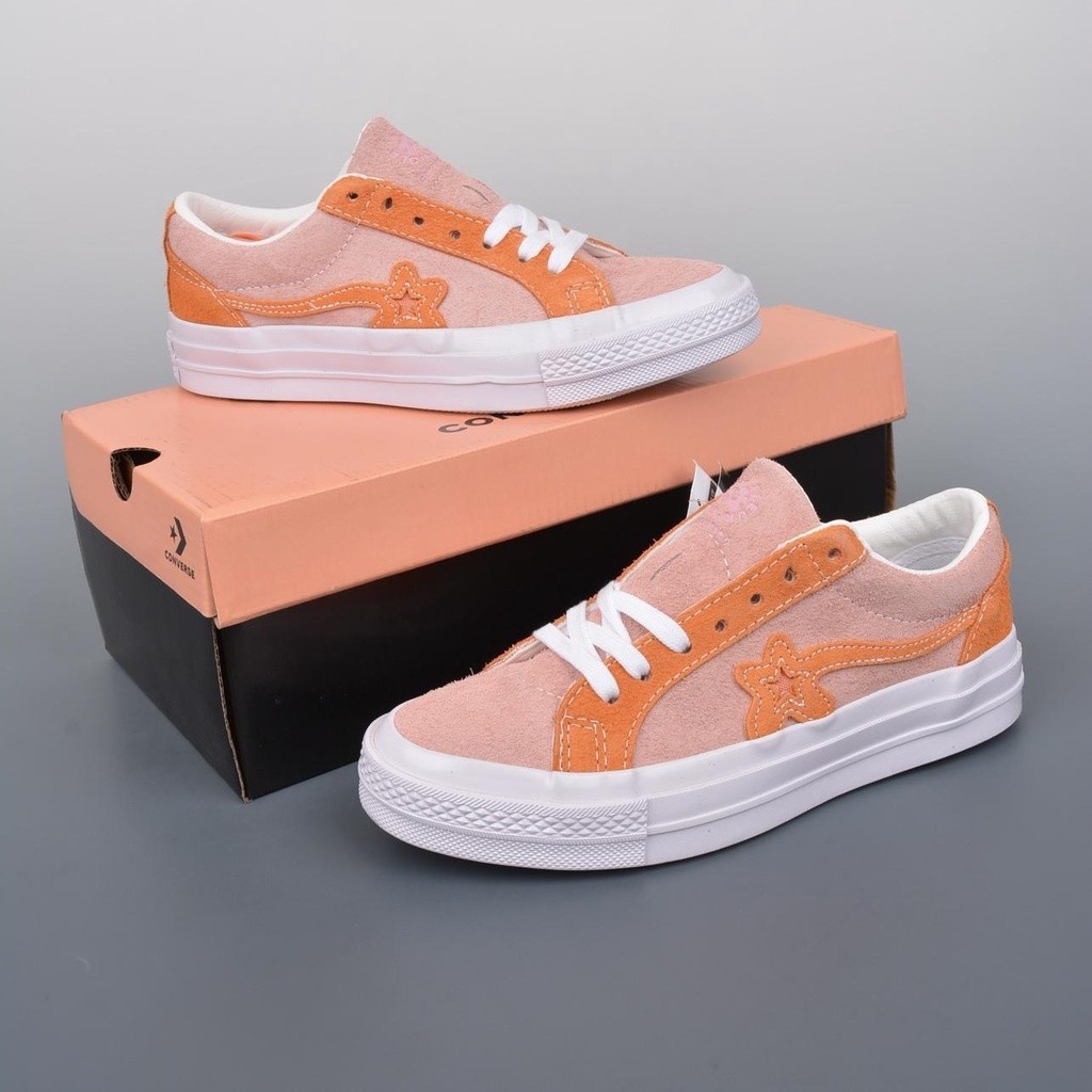 Converse One Star X Golf le Fleur Low Cut Casual Canvas Shoes Sneakers for Women Men Orange แฟชั่น