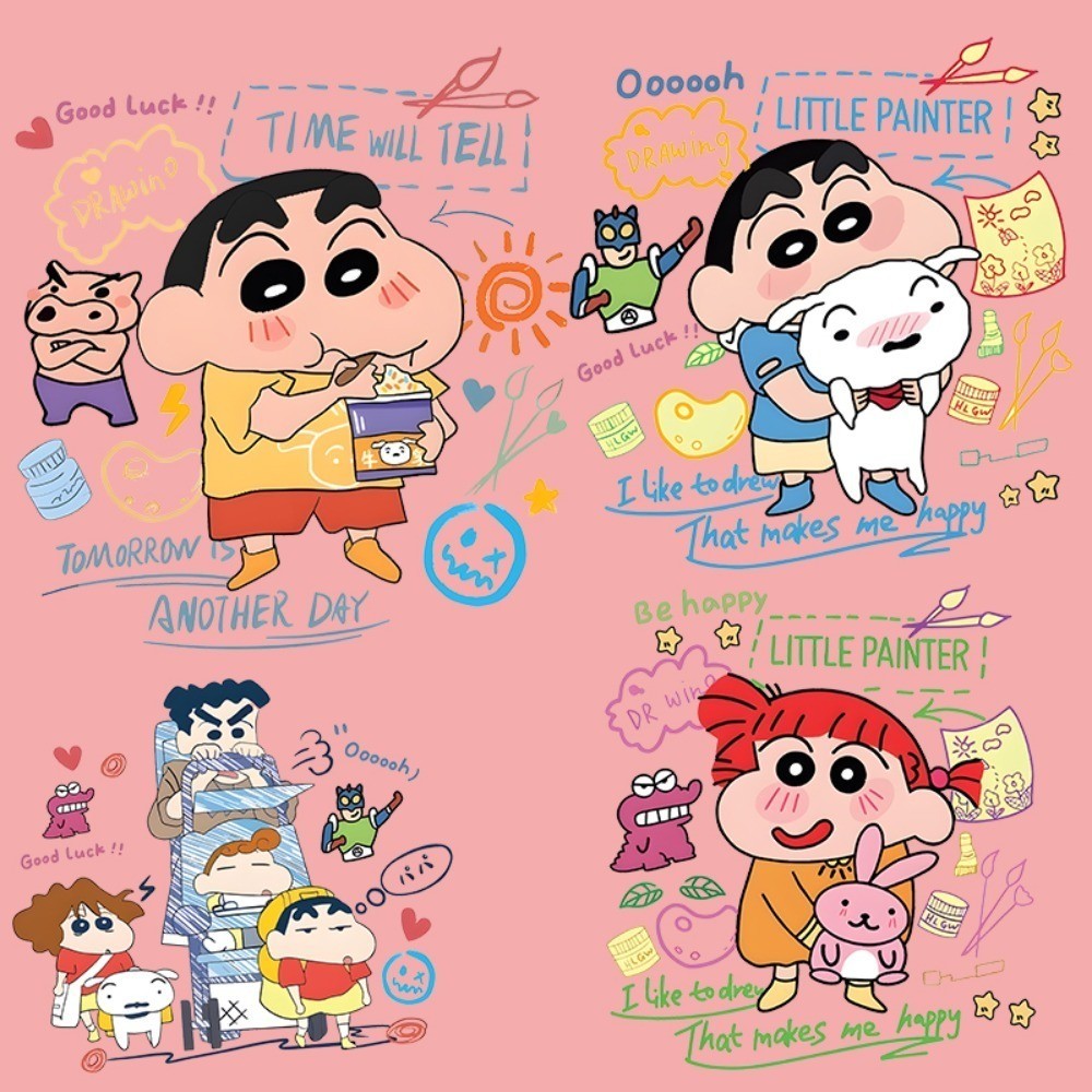 แผ่นสติกเกอร์รีดร้อน ลายชินจัง DIY สําหรับติดตกแต่งเสื้อผ้า