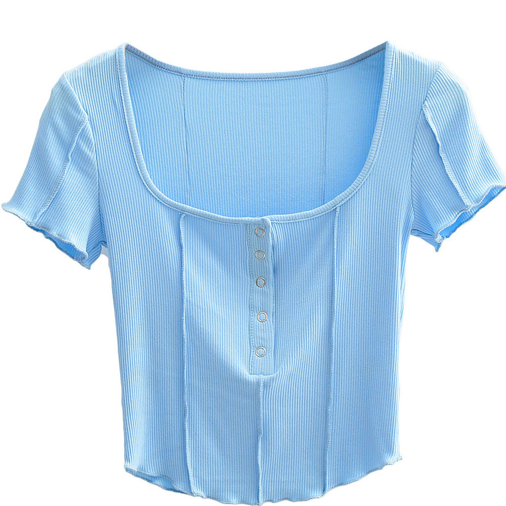 ccute  พร้อมส่ง  เสื้อยืดแขนยาว งานแขนสั้น แฟชั่นไม่ตกเทรน ตะเข็บสุดแซ่บ กระดุมใช้งานได้ - รูปที่ 6